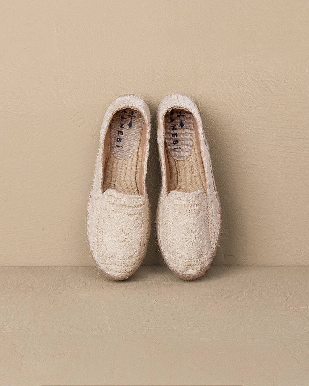 Manebí Cotton Crochet|Double Sole Espadrilles - Natural