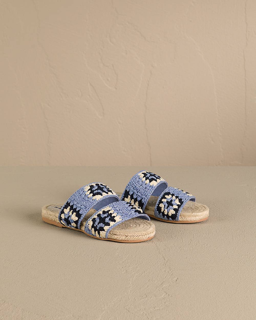 Manebí Cotton Crochet Two Bands|Jute Sandals - Indigo \u0026 Navy Blue