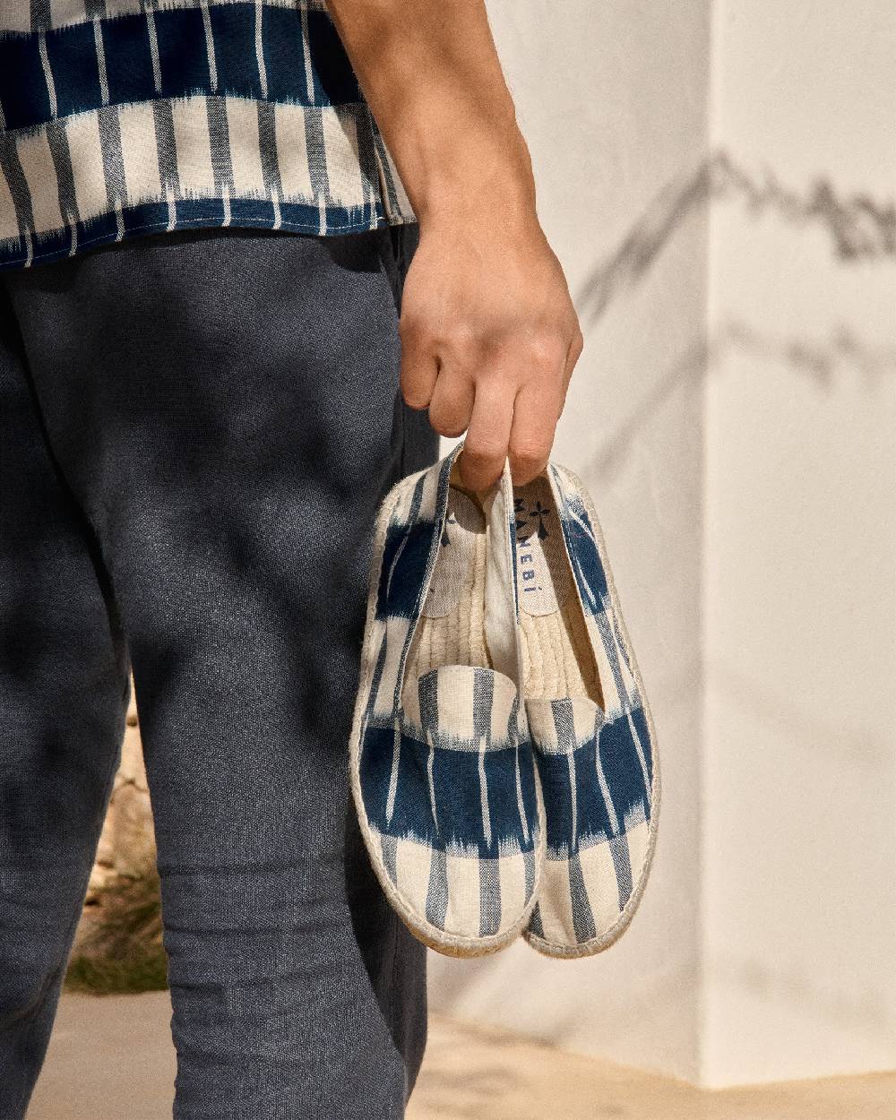 Manebí Dyed Cotton Espadrilles - Navy Blue And Indigo Pattern