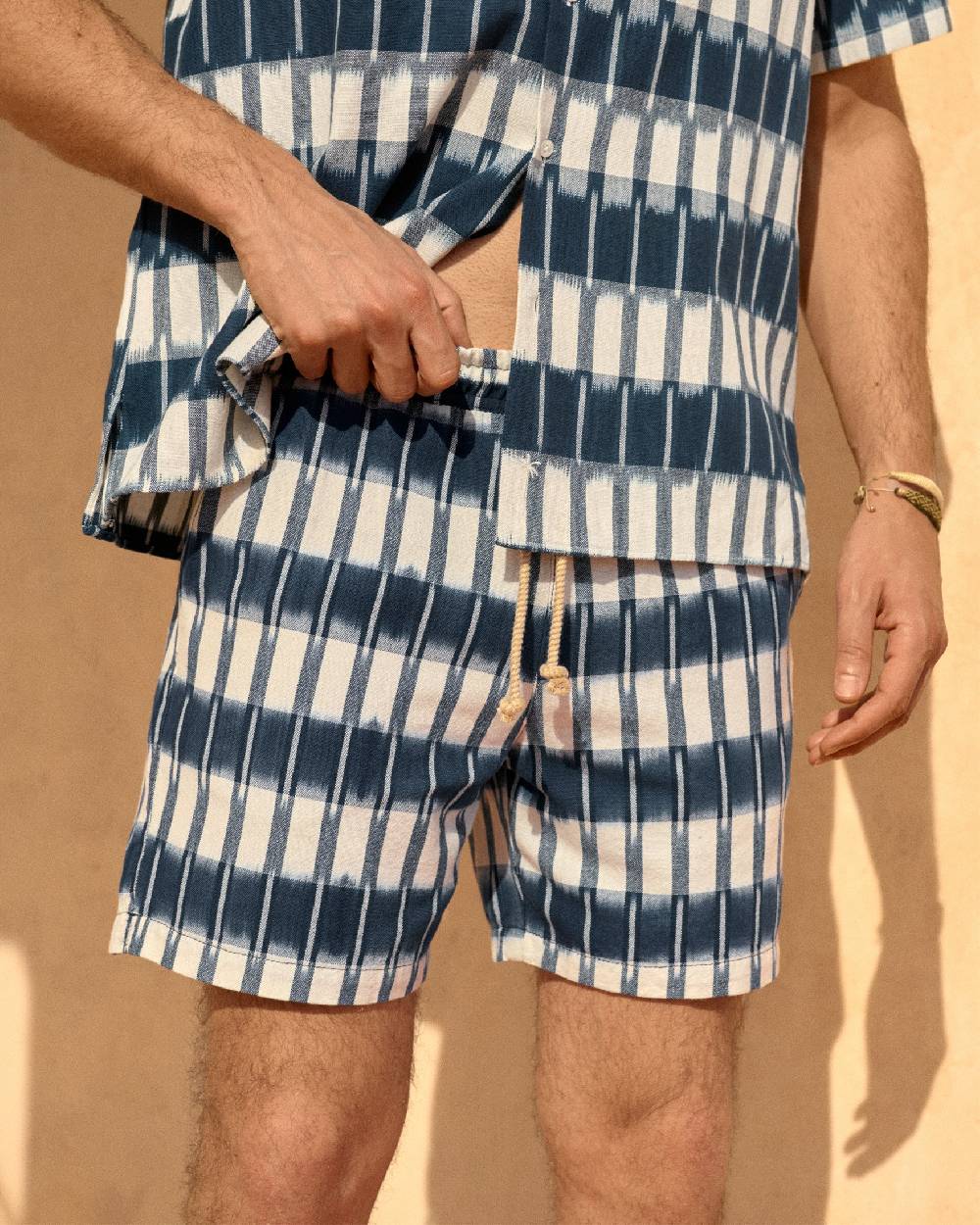 Manebí Dyed Cotton Malibu Shorts - Navy Blue \u0026 Indigo Pattern