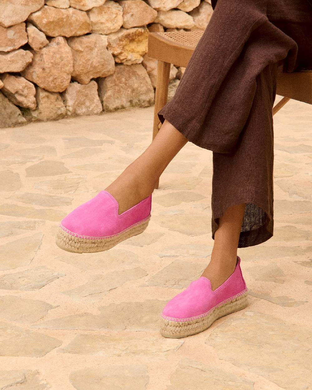 Manebí Espadrillas Con Doppia Suola In Pelle Scamosciata - Hamptons - Bold Pink