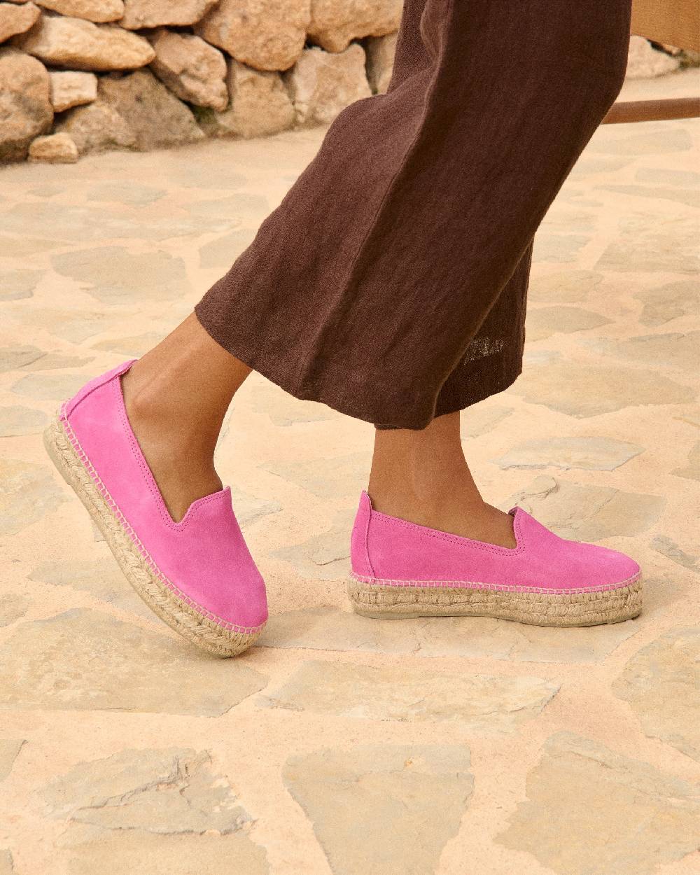 Manebí Espadrillas con doppia suola in pelle scamosciata - Hamptons - Bold Pink