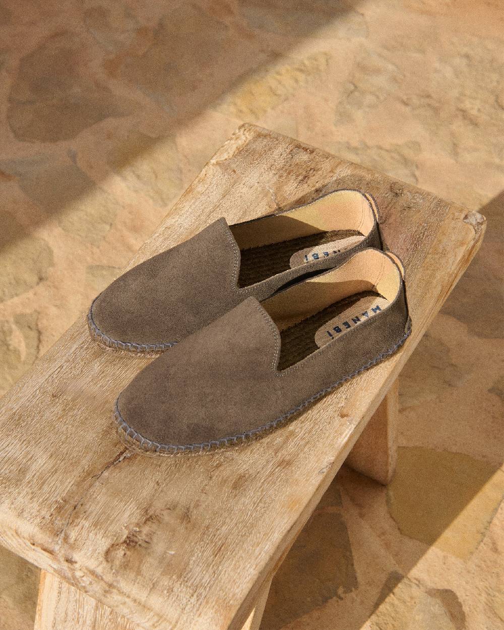 Manebí Espadrillas Flat In Pelle Scamosciata - Hamptons - Carbon Grey Ton Sur Ton