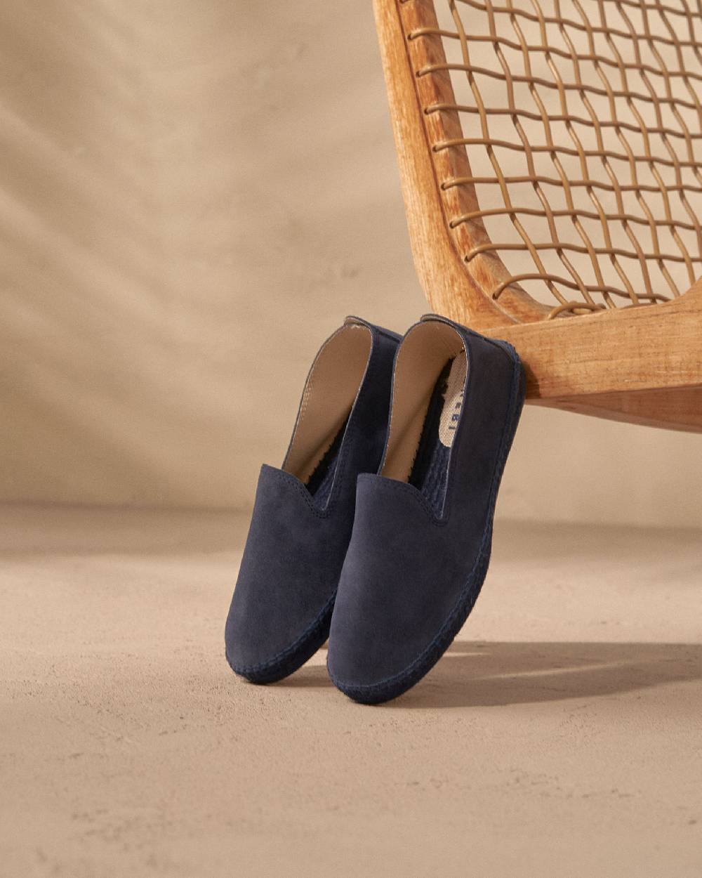 Manebí Espadrillas Flat In Pelle Scamosciata - Hamptons -Patriot Blu Ton Sur Ton