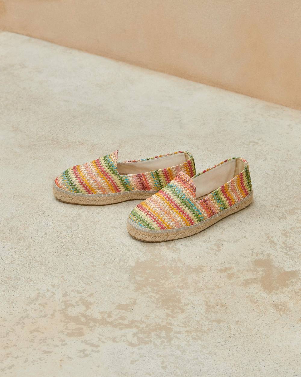 Manebí Espadrillas Flat Zig Zag In Rafia - Yucatán - Green Red Mix