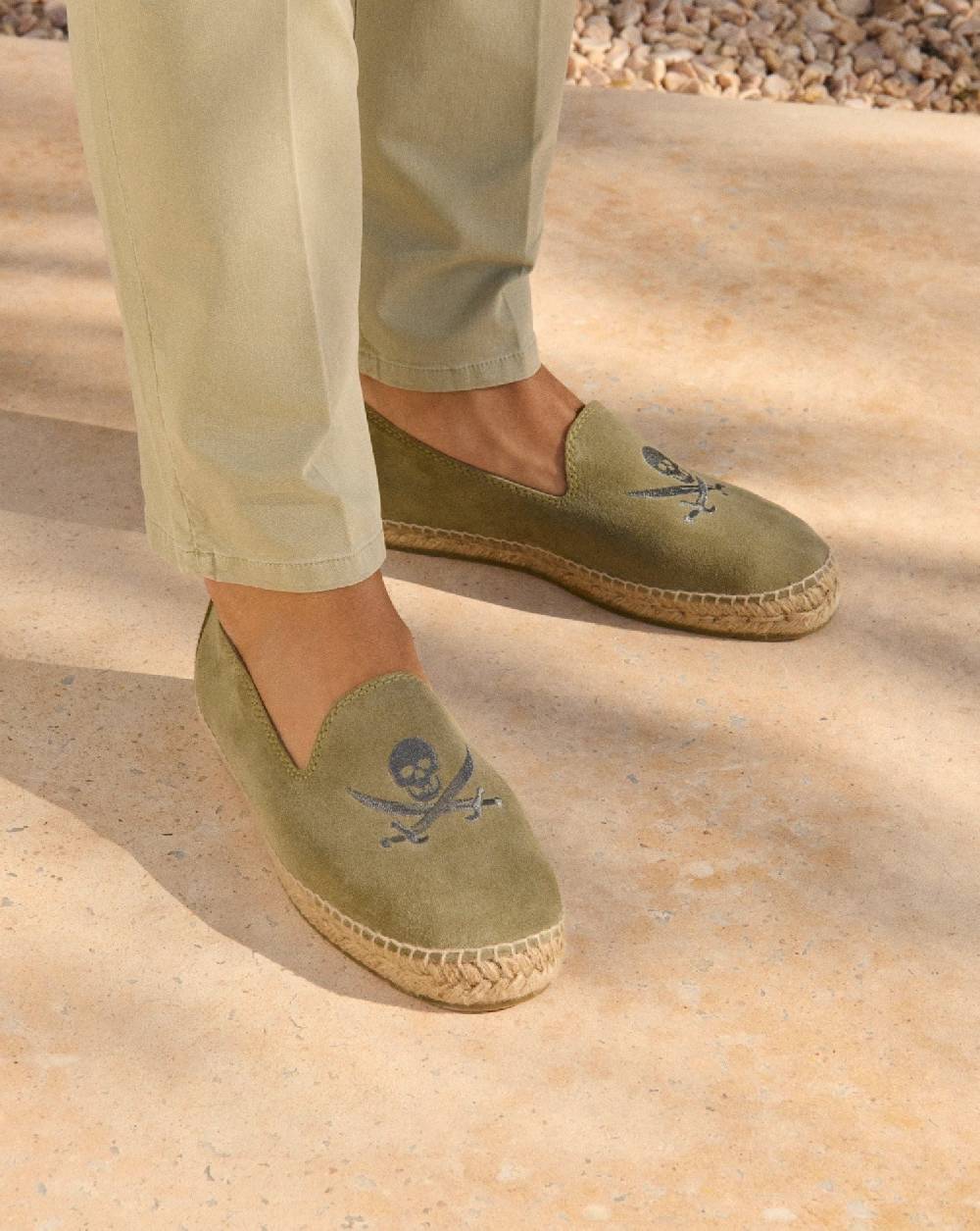 Manebí Espadrillas - Palm Springs - Verde Militare E Teschio Carbonio