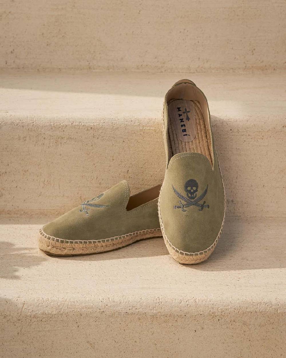 Manebí Espadrillas - Palm Springs - Verde Militare E Teschio Carbonio