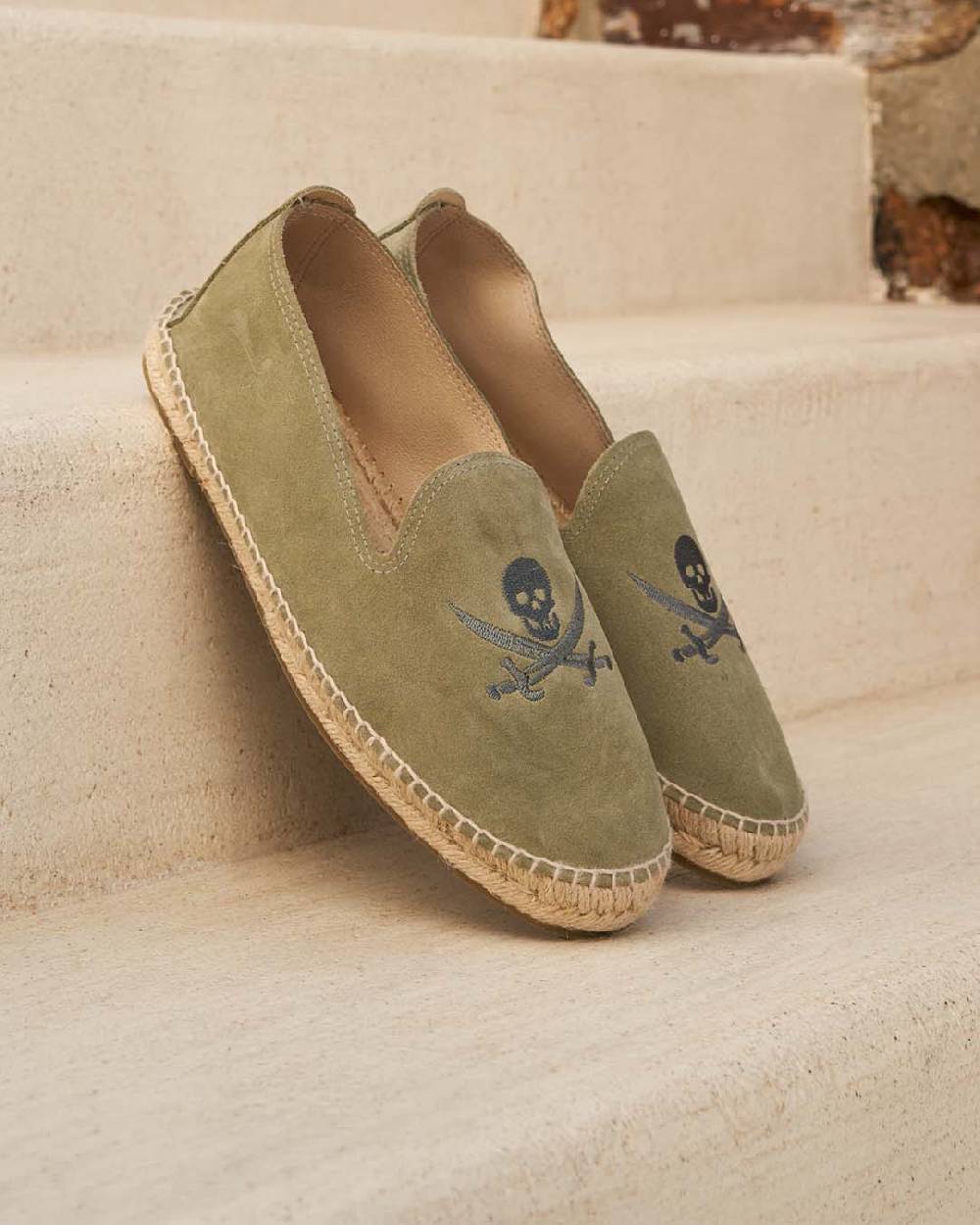Manebí Espadrillas - Palm Springs - Verde Militare E Teschio Carbonio