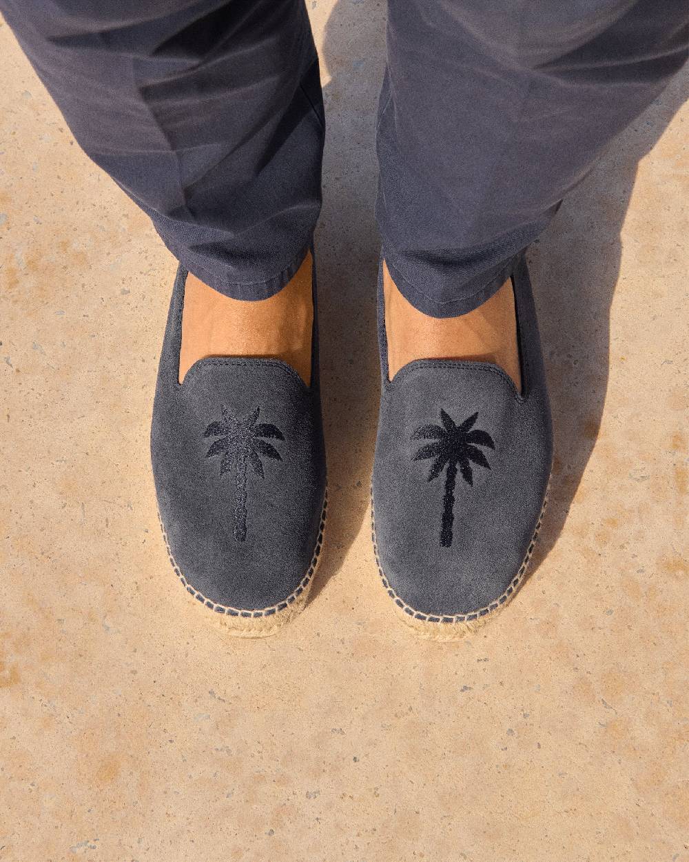 Manebí Espadrillas piatte in pelle scamosciata - Palm Springs - Blu Patriot + Palmo in tono