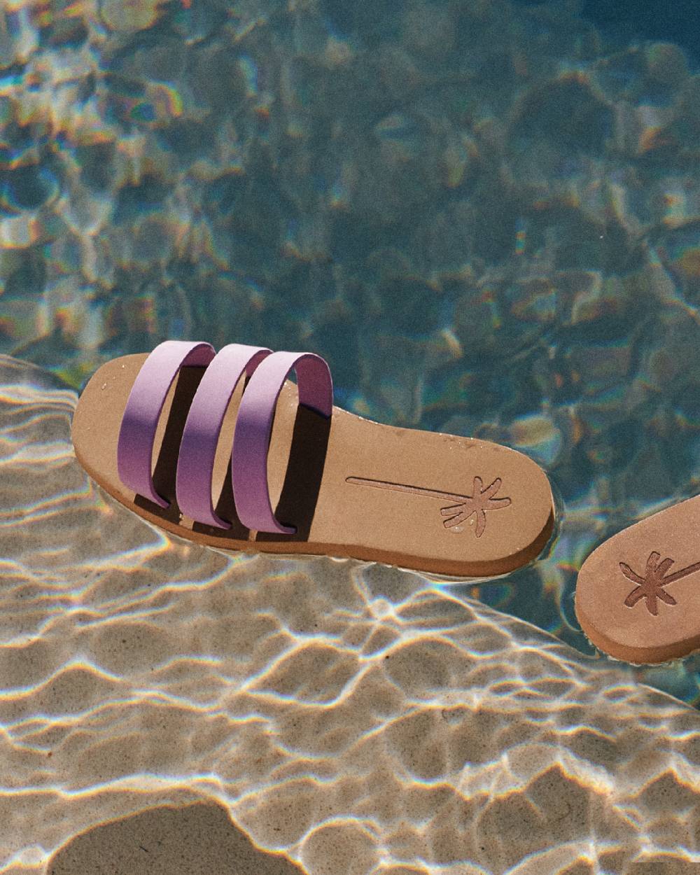 Manebí Eva Three Bands|Swim Sandals - Wisteria Lilac \u0026 Cuero