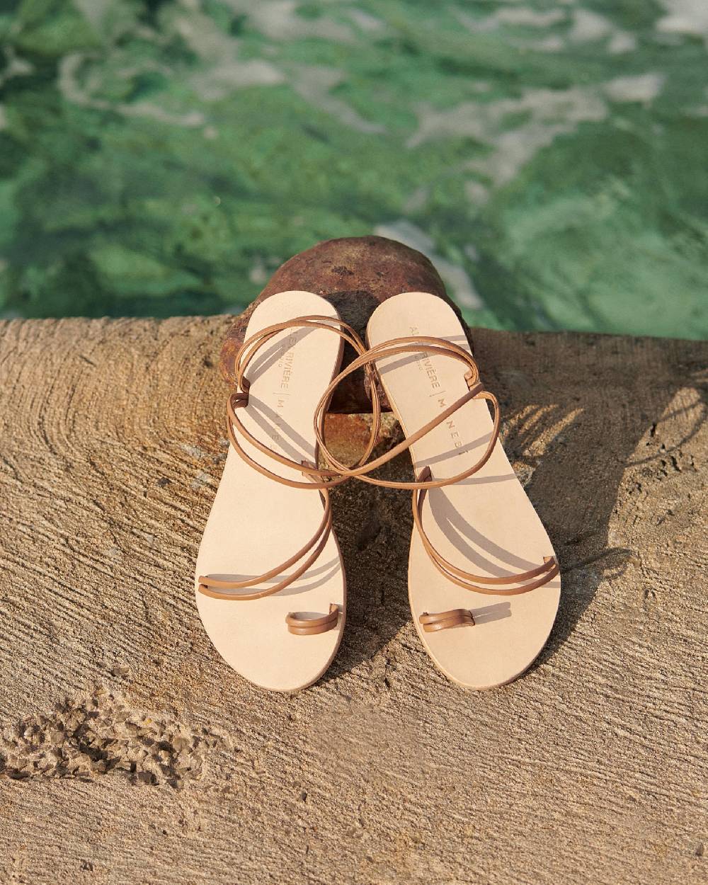 Manebí Francesca Leather Sandals - Toe Ring Tan Stripes