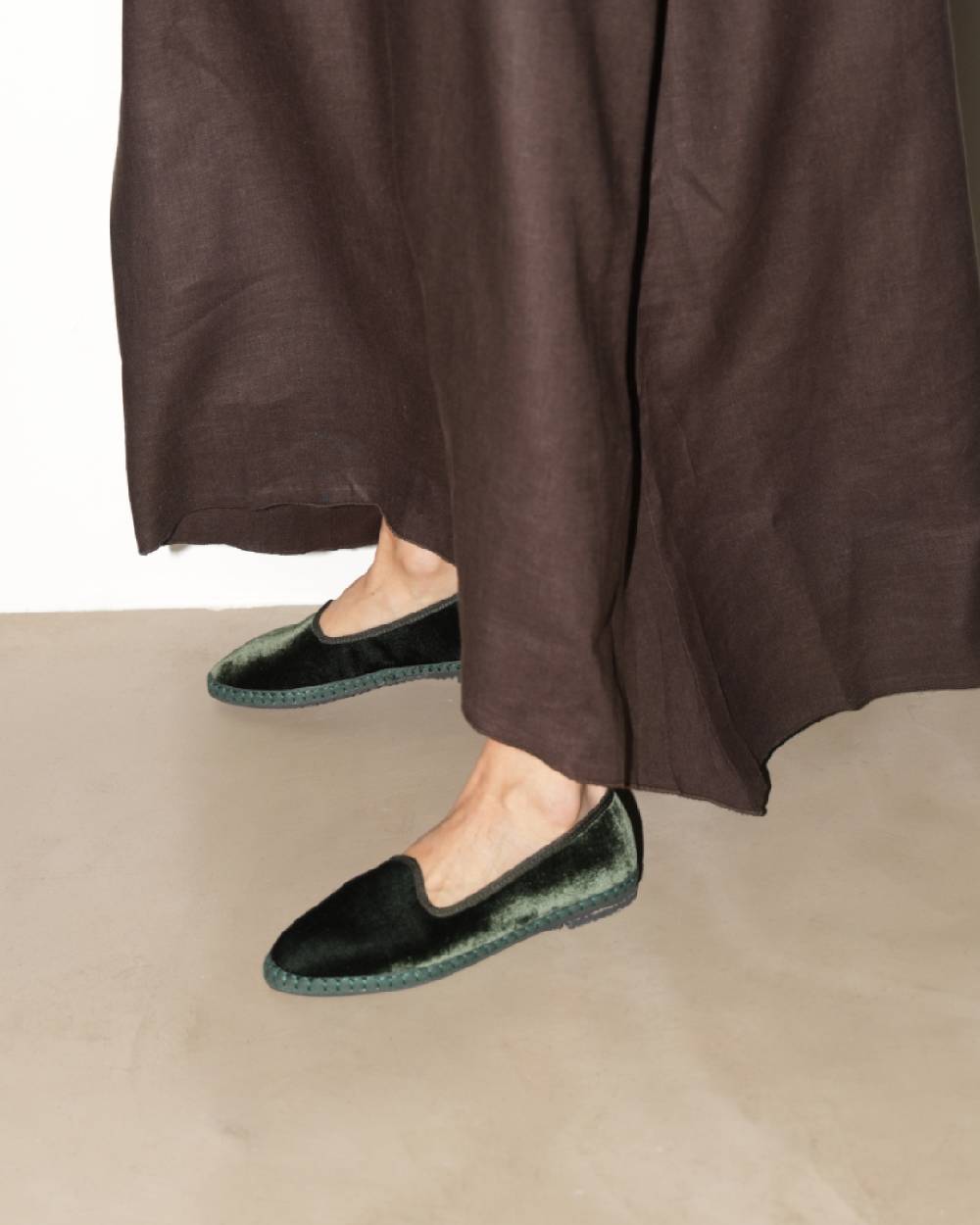 Manebí Friulane Demi In Velluto Di Seta - Emerald Green