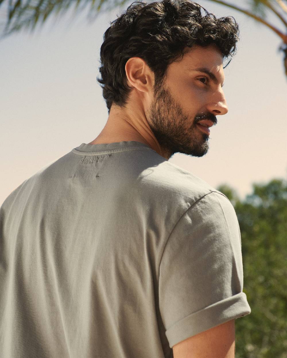 Manebí Jersey L. A. T-Shirt - Embroidered Mud Matching Palm And Back Logo Embroidery