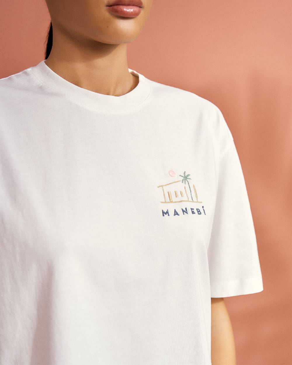 Manebí Jersey L. A. T-Shirt - Embroidered Off White \u0026 Multicolor House Embroidery