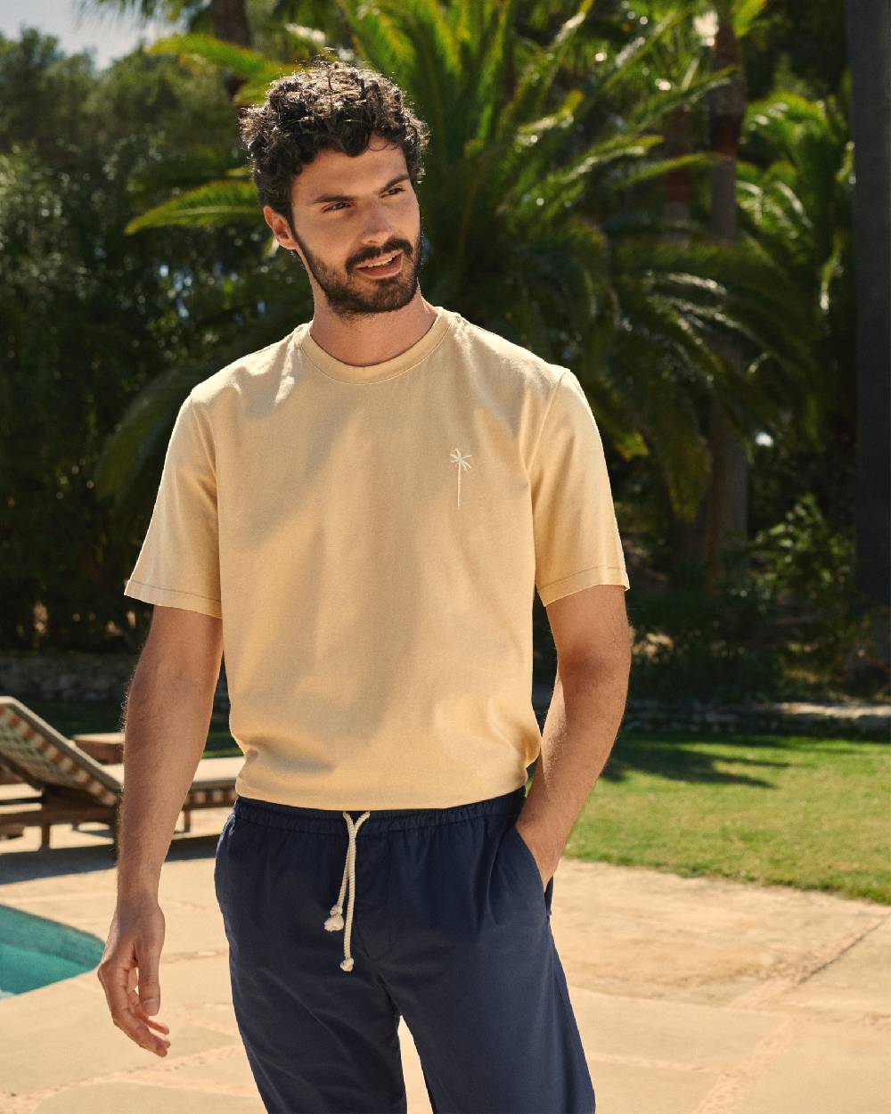 Manebí Jersey L. A. T-Shirt - Embroidered Sand Matching Palm And Back Logo Embroidery