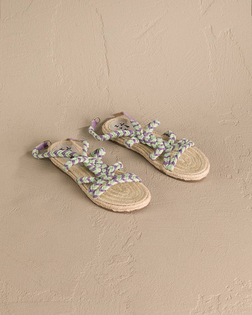 Manebí Jute Tie-Up Rope Sandals - Sage And Wisteria Lilac