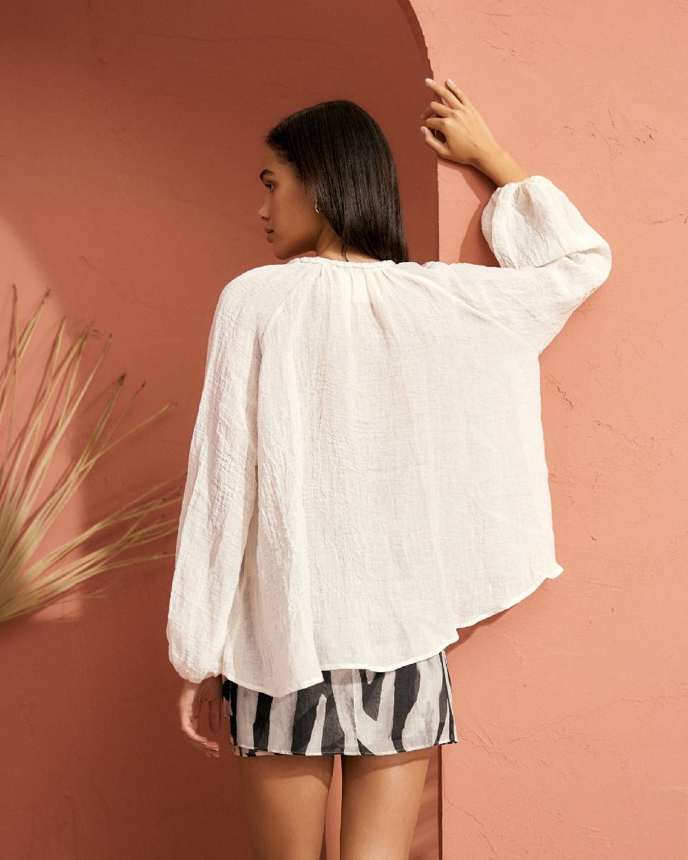 Manebí Linen Gauze Mykonos Shirt - Hand Braided Cord White