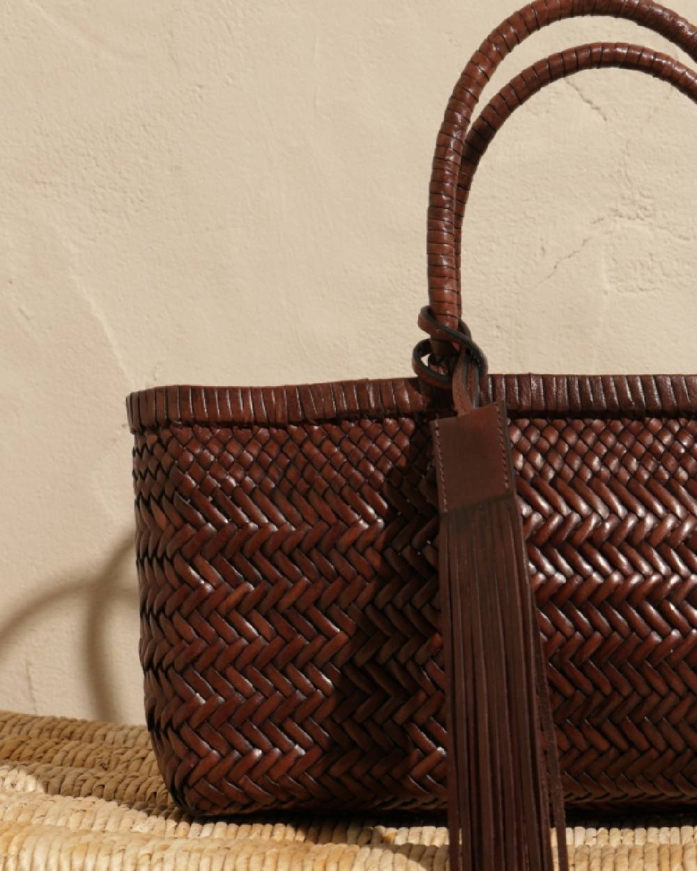 Manebí Borsa Tote Intrecciata In Pelle - Dark Brown