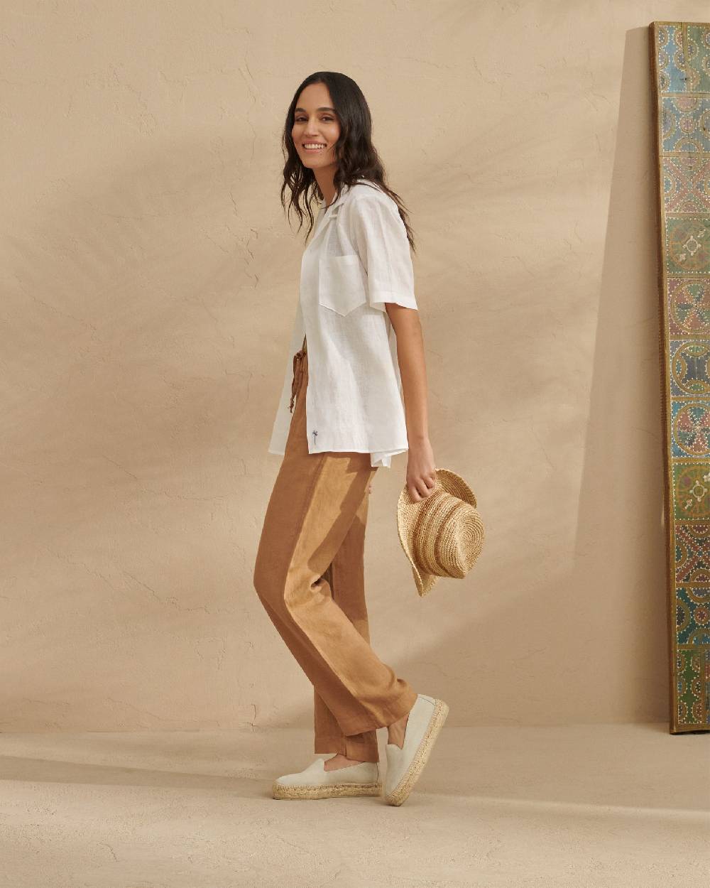 Manebí Bowling Linen Shirt - Havana White