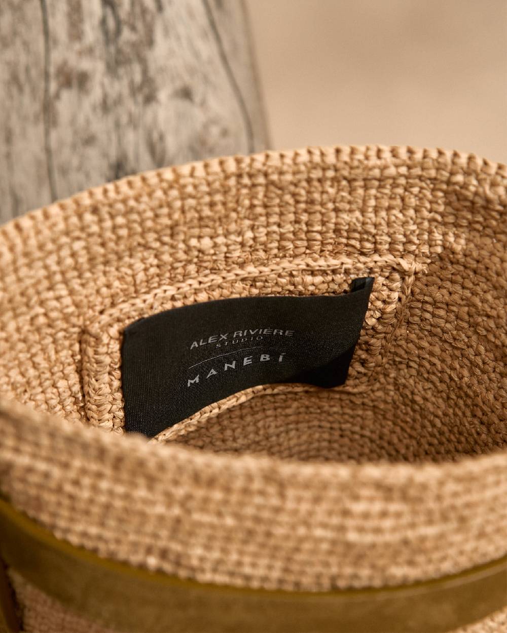 Manebí Bucket Raffia With Suede - Tan And Tobacco