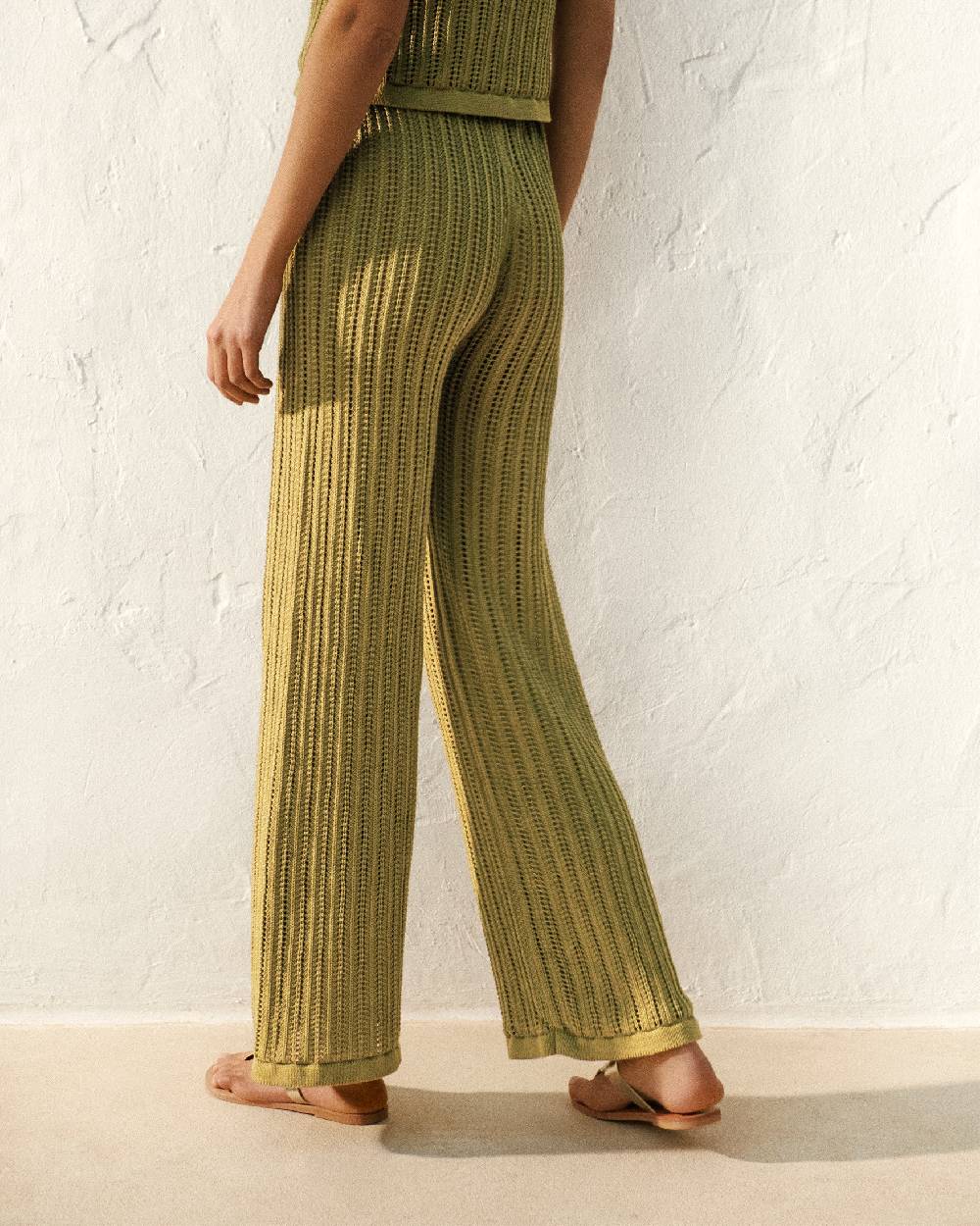 Manebí Cotton Crochet Lipari Trousers - Cactus Green