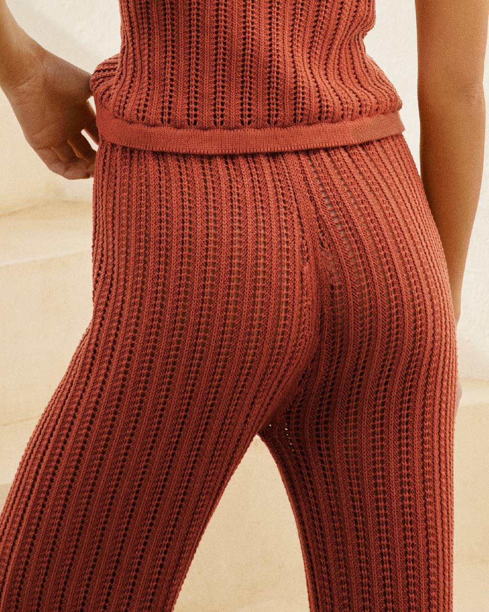 Manebí Cotton Crochet|Lipari Trousers - Rust