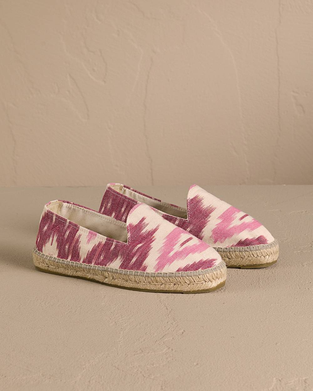 Manebí Dyed Cotton Espadrilles - Pink And White Ikat