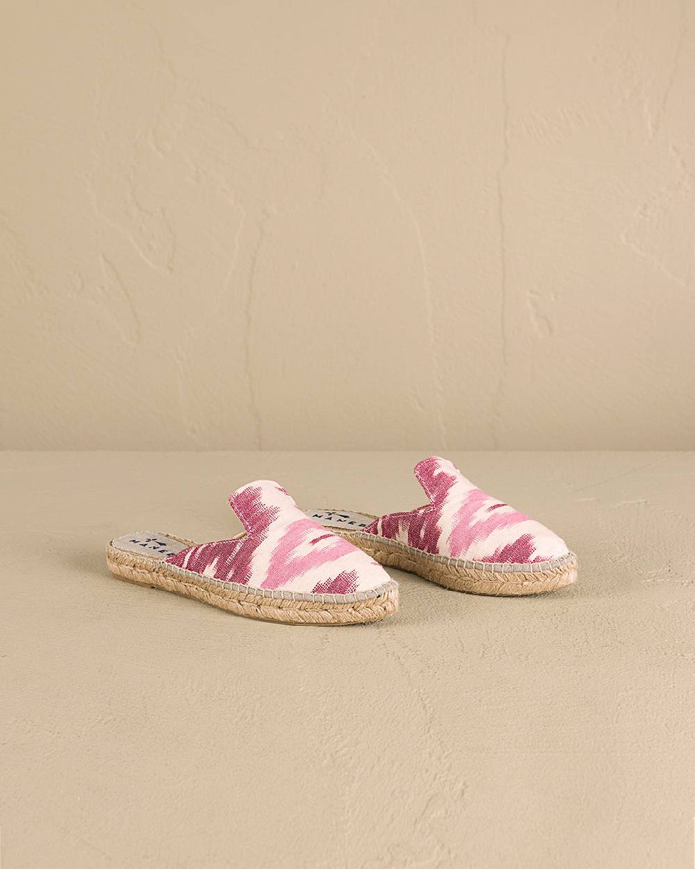 Manebí Dyed Cotton Mules - Tulum Pink And White Ikat