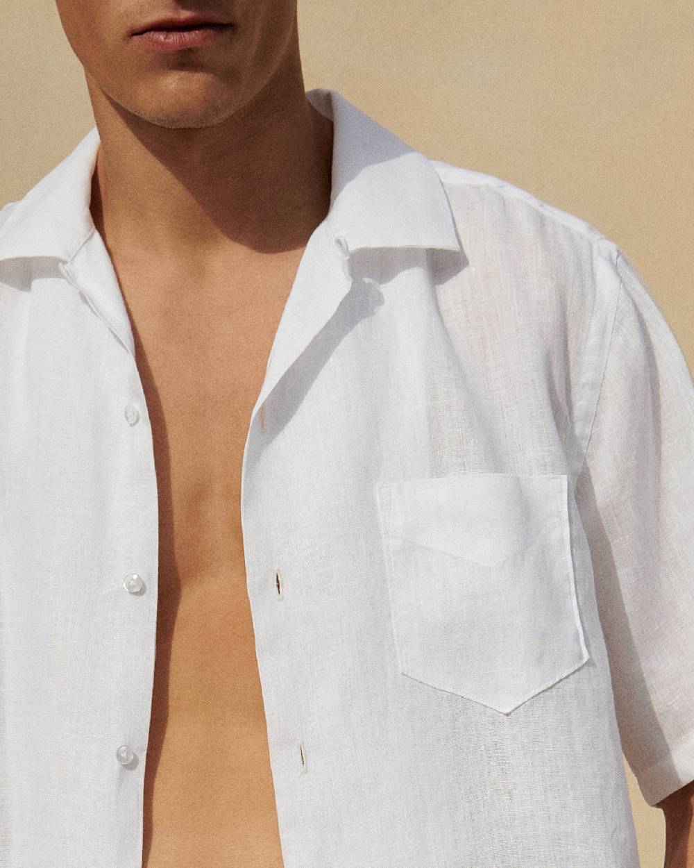 Manebí Havana Bowling Linen Shirt - White