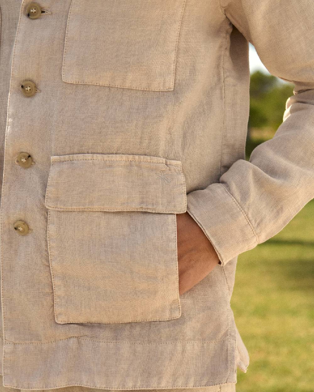 Manebí Irish Linen Savana Jacket - Kaki Beige