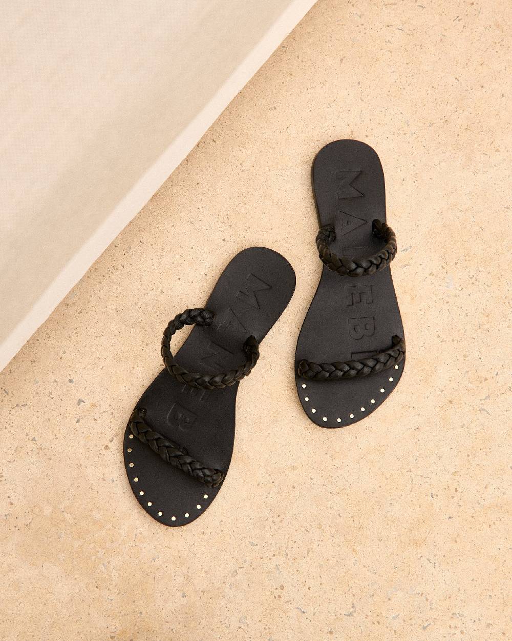 Manebí Leather Two Bands Sandals - Canyon Black