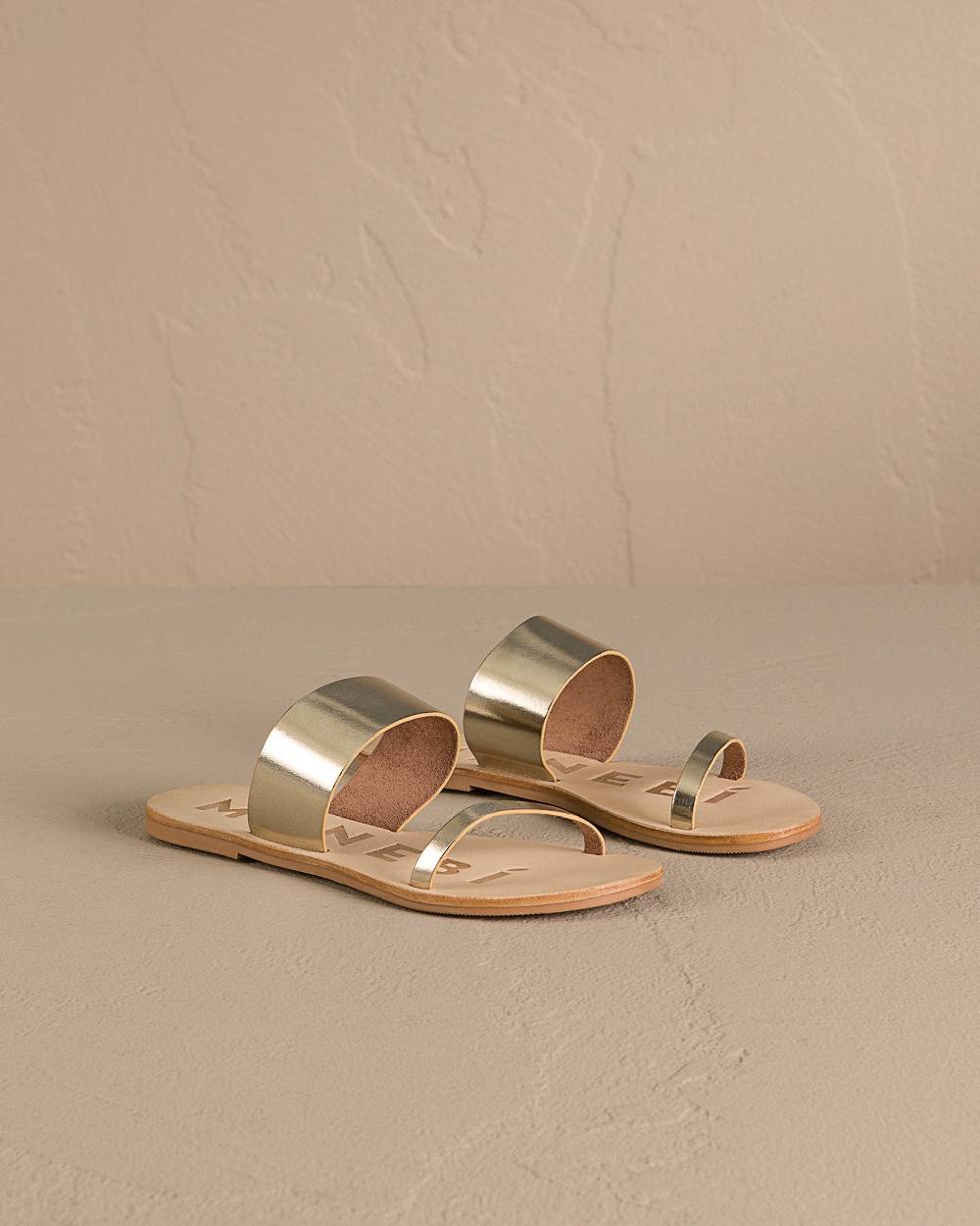 Manebí Leather Two Bands Sandals - Platinum