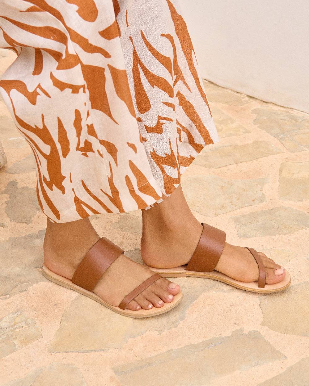 Manebí Leather Two Bands Sandals - Tan