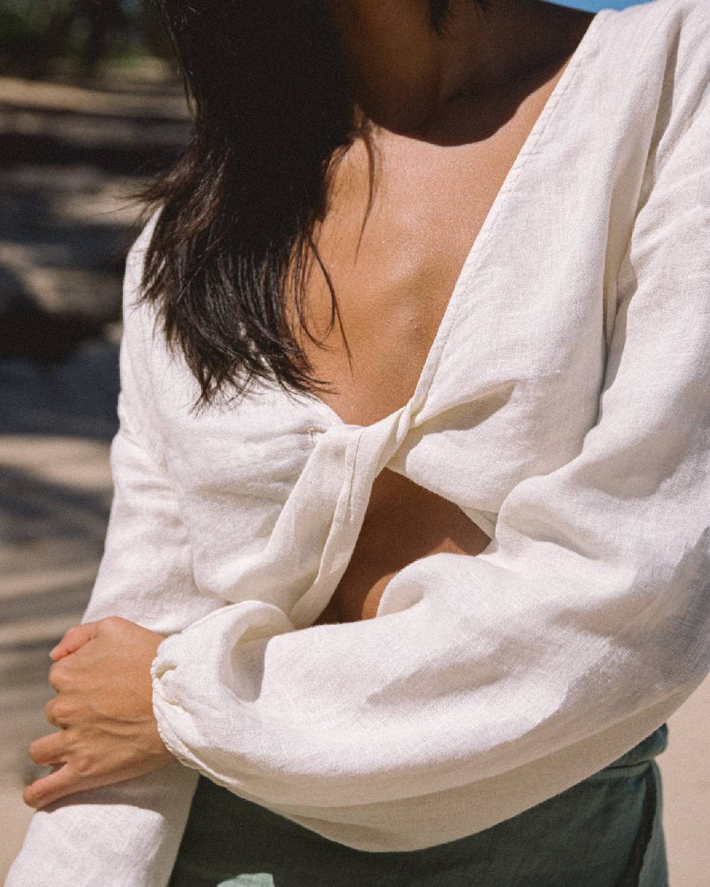 Manebí Linen Antigua Top - Eggnog