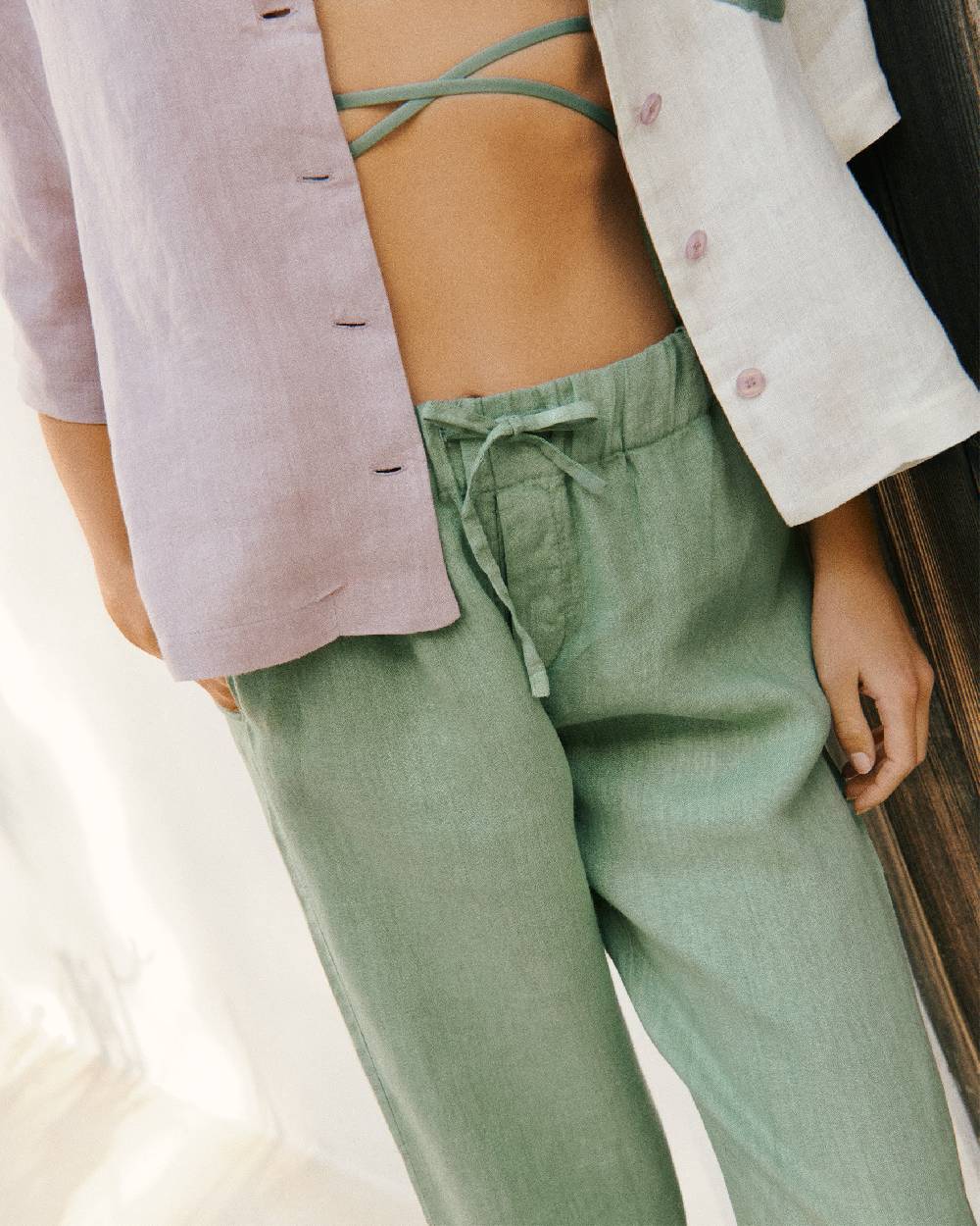 Manebí Linen Belem Trousers - Mineral Green