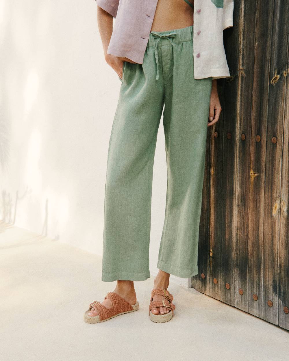 Manebí Linen Belem Trousers - Mineral Green