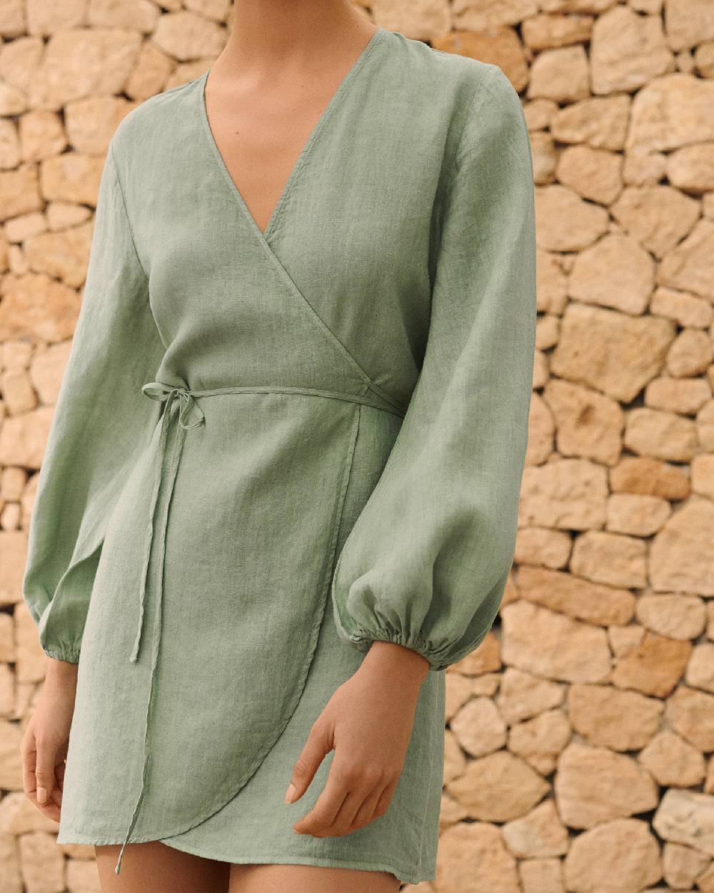 Manebí Linen Caracas Dress - Mineral Green