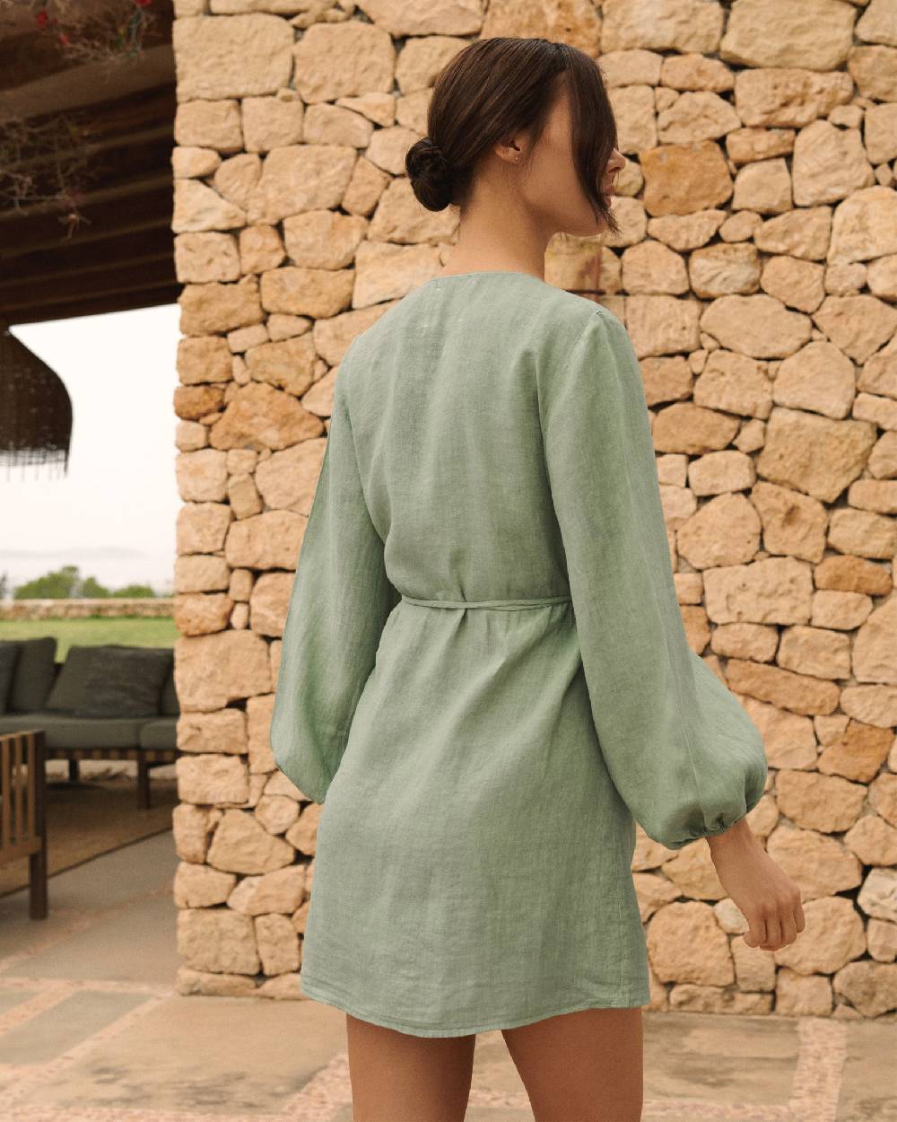 Manebí Linen Caracas Dress - Mineral Green
