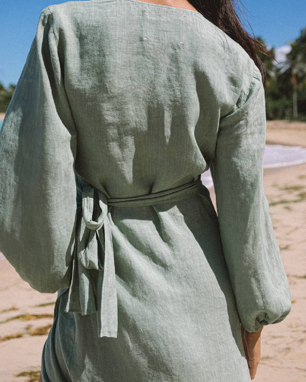 Manebí Linen Galapagos Dress - Mineral Green