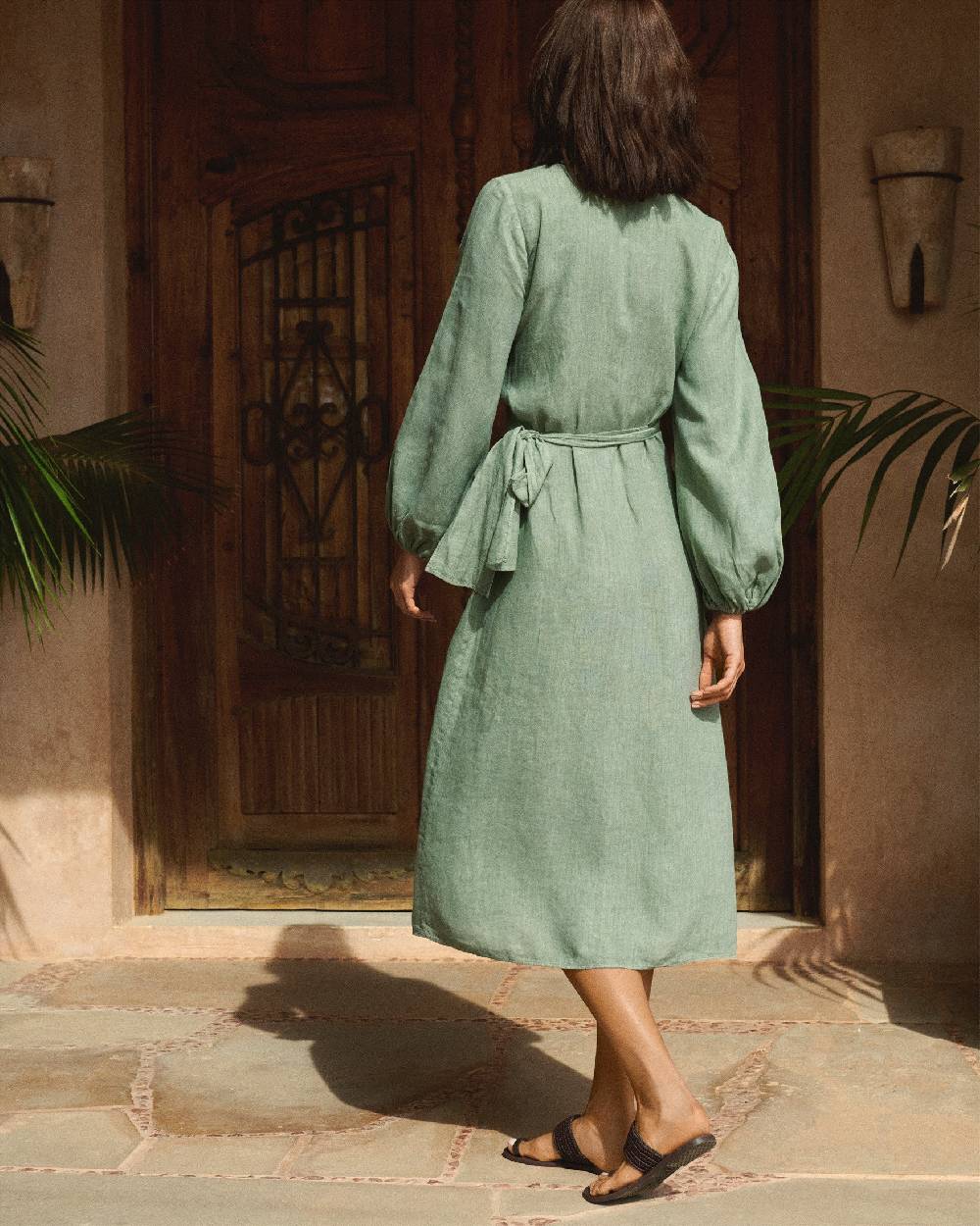 Manebí Linen Galapagos Dress - Mineral Green