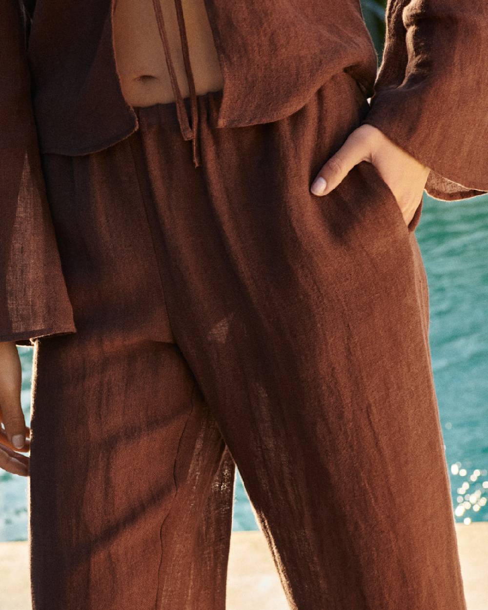 Manebí Linen Gauze Girona Trousers - Cocoa