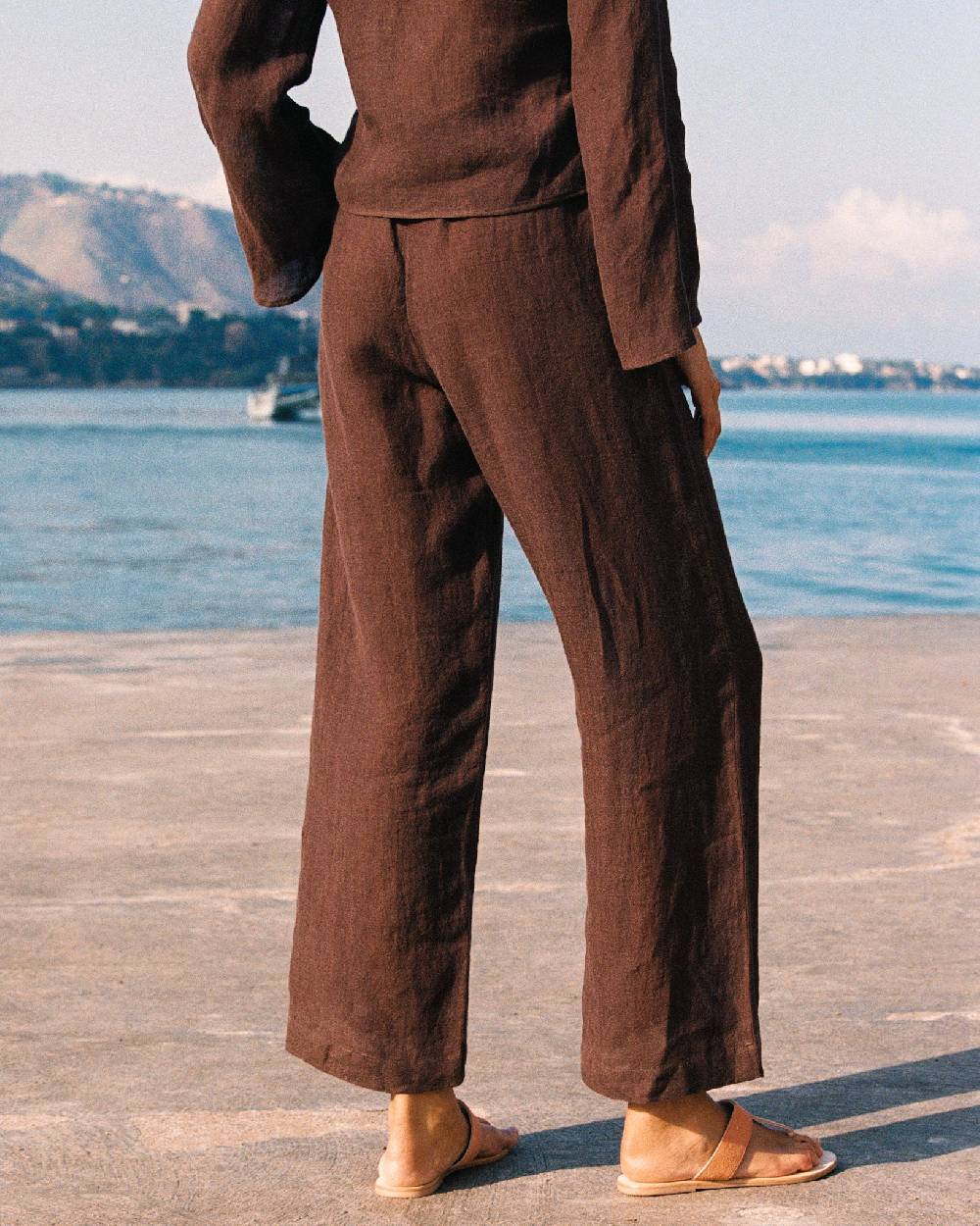 Manebí Linen Gauze Girona Trousers - Cocoa