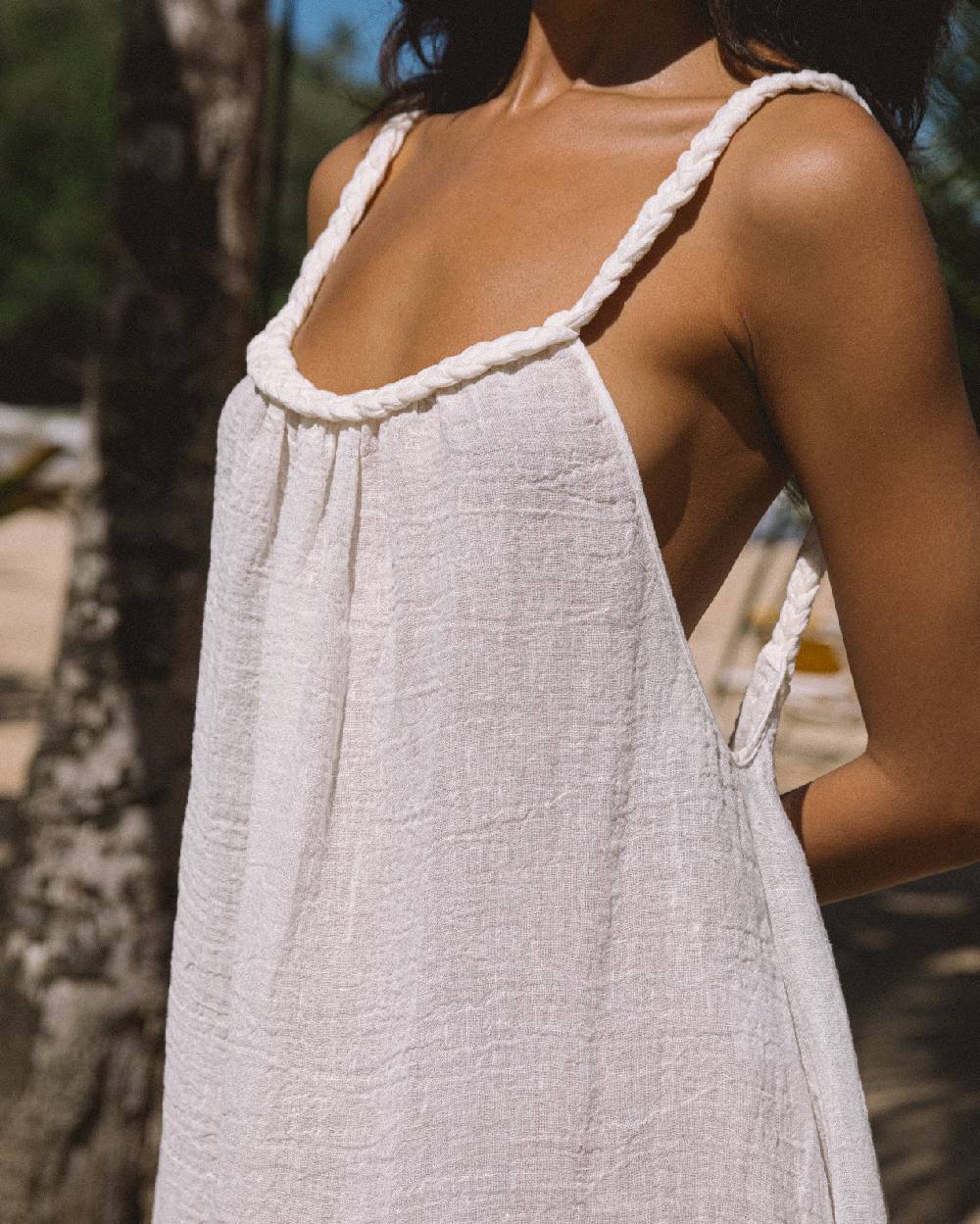 Manebí Linen Gauze Maracaibo Dress - White