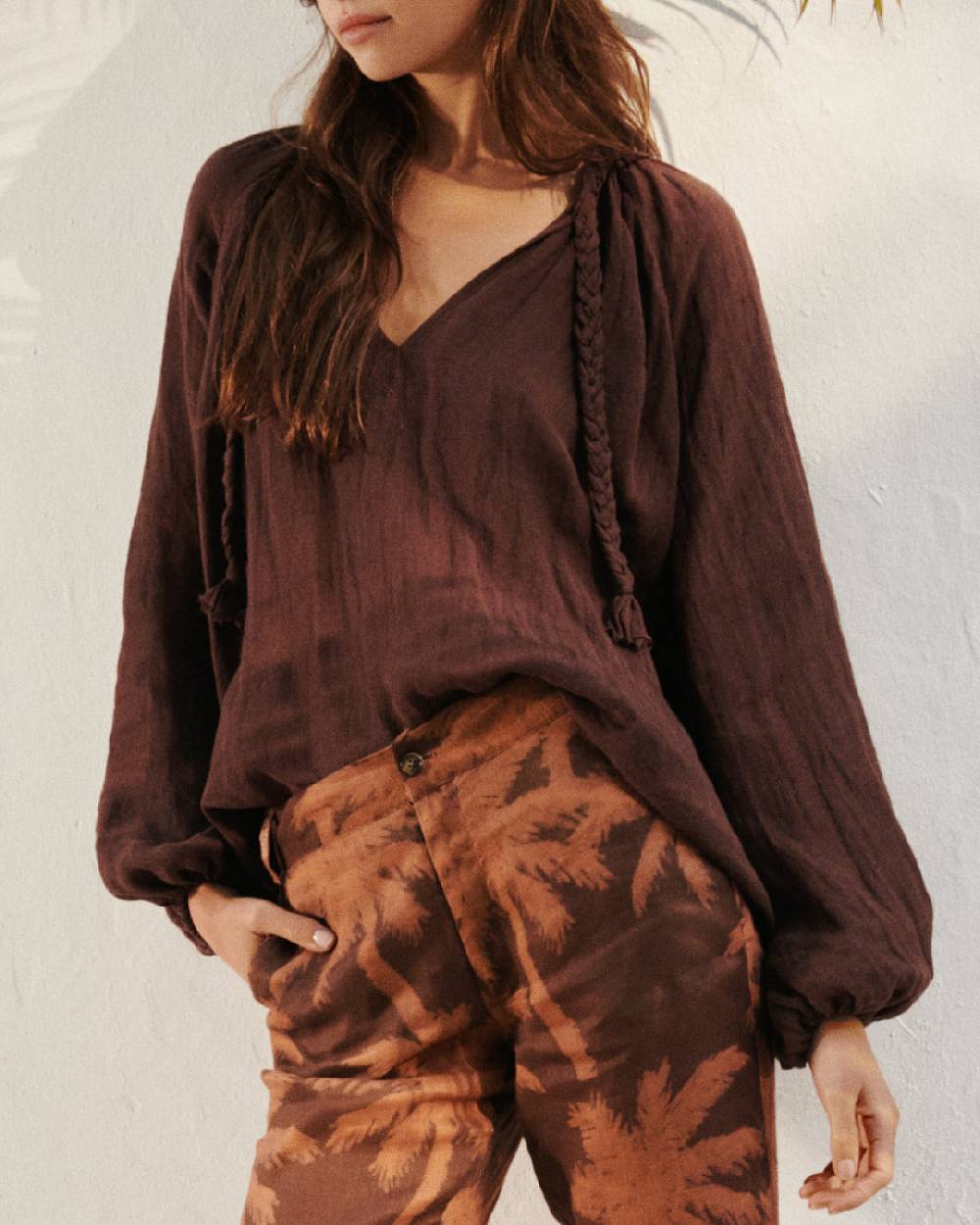 Manebí Linen Gauze Mykonos Shirt - Cocoa