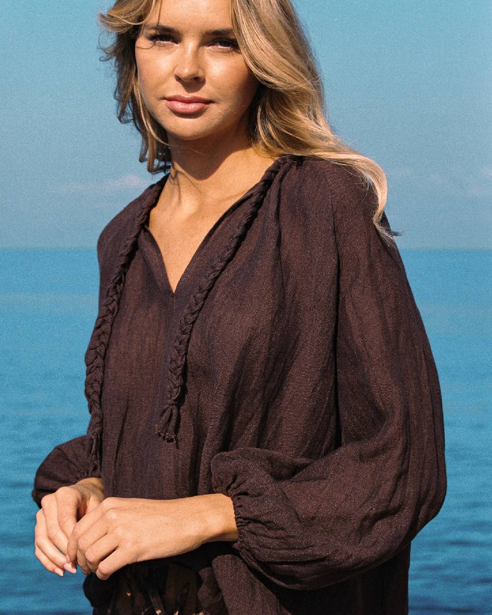 Manebí Linen Gauze Mykonos Shirt - Cocoa