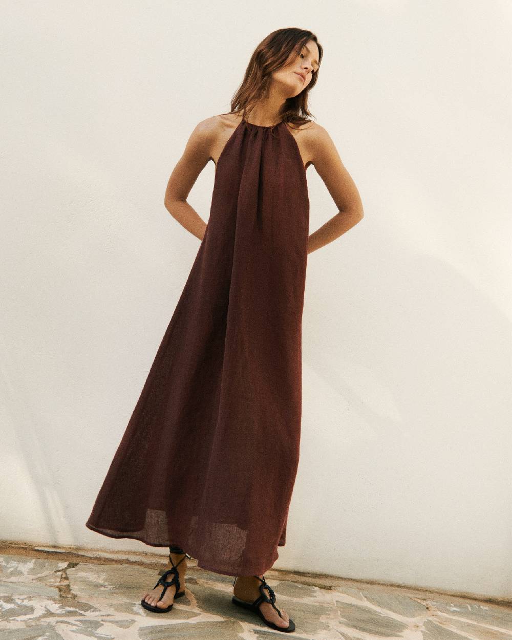 Manebí Linen Gauze Tulum Dress - Cocoa