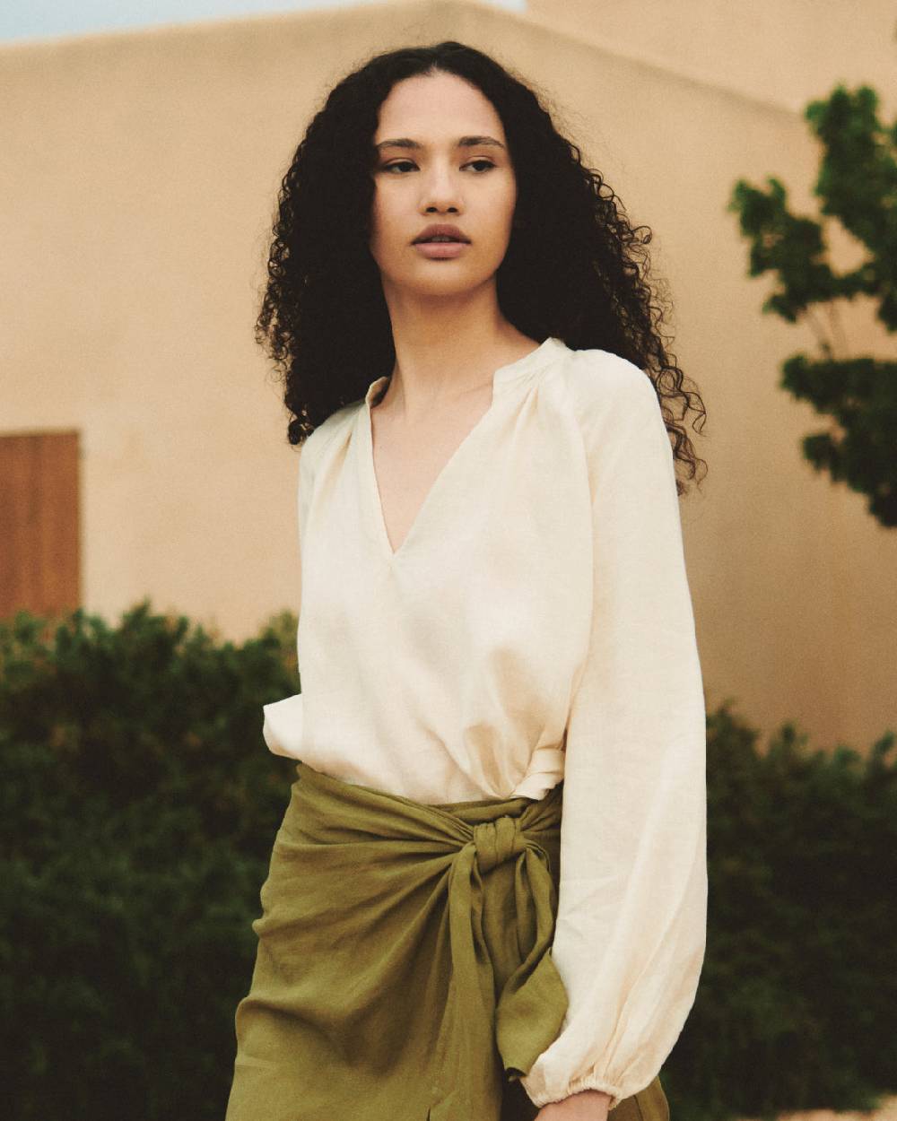 Manebí Linen Milos Shirt - Puffed Sleeves Eggnog