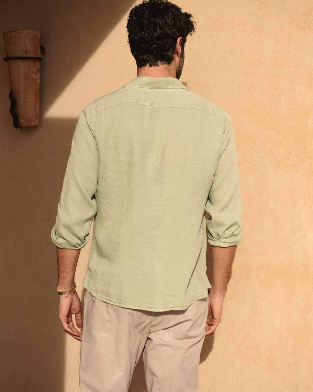 Manebí Linen Panama Shirt - Embroidered Palm Sage