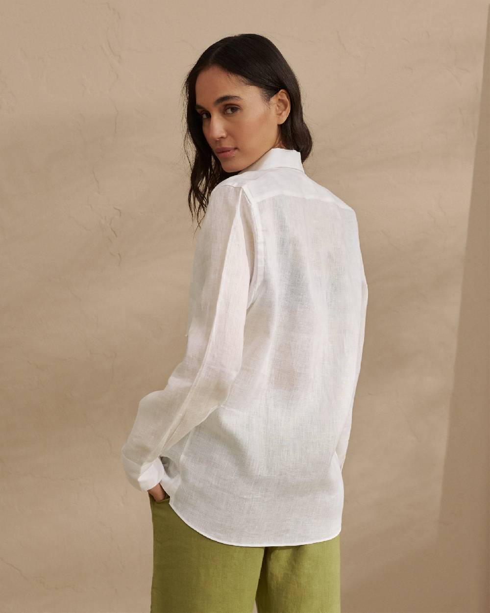 Manebí Linen Panama Shirt - Embroidered Palm White