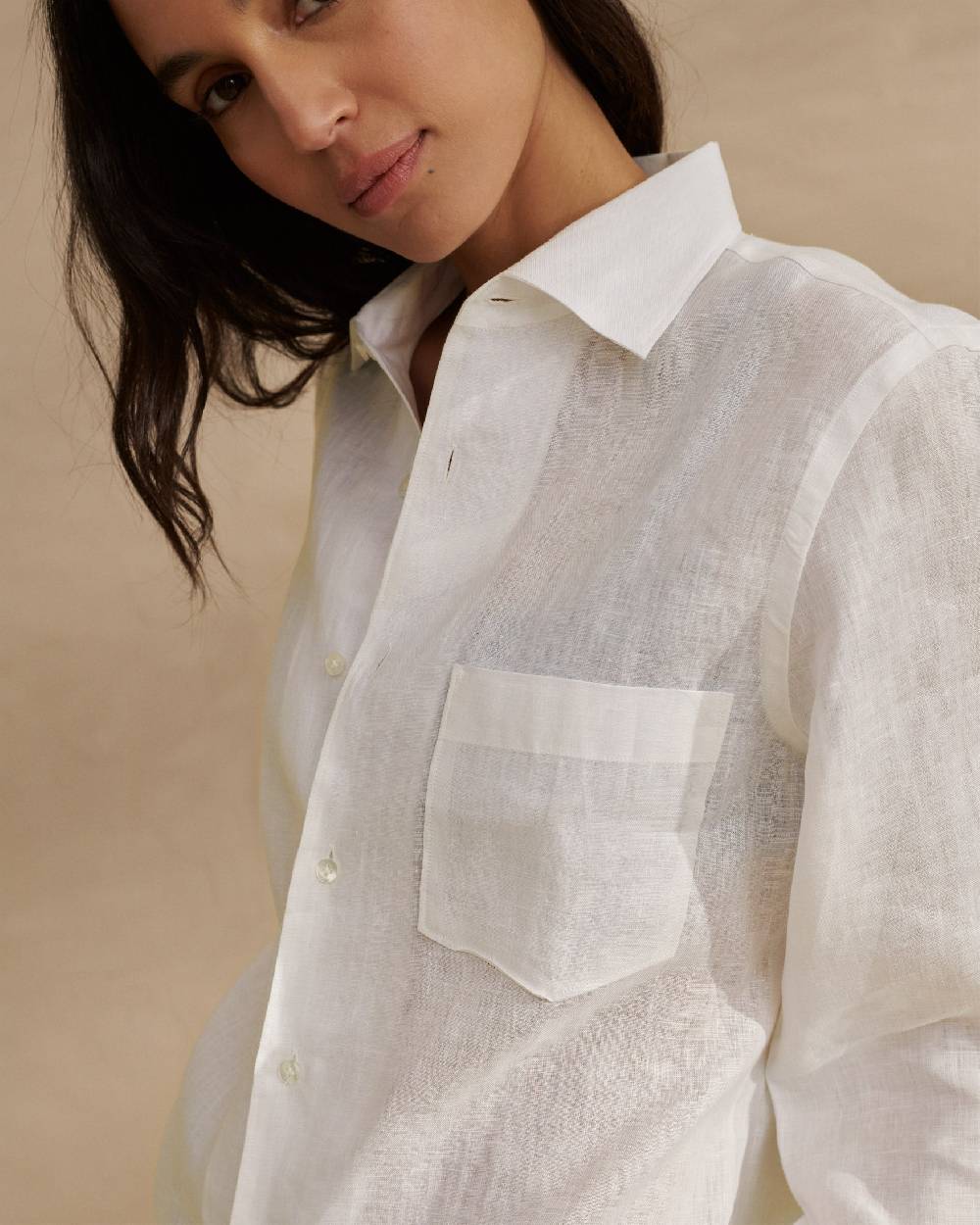 Manebí Linen Panama Shirt - Embroidered Palm White